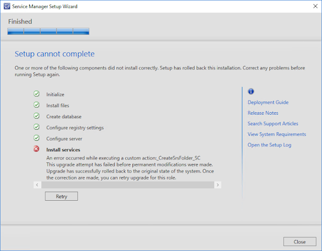 SCSM An Error Occurred While Executing A Custom Action 
